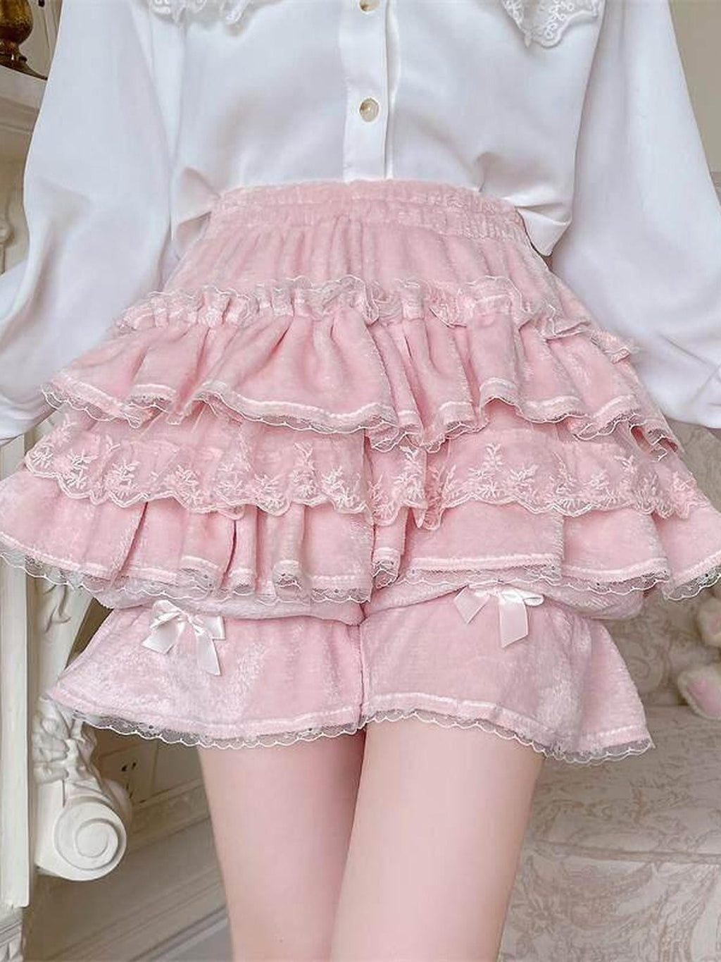 Sugar Girl Lolita Soft Plush Pumpkin Padded High Waist Women's Polyester Short Bloomers