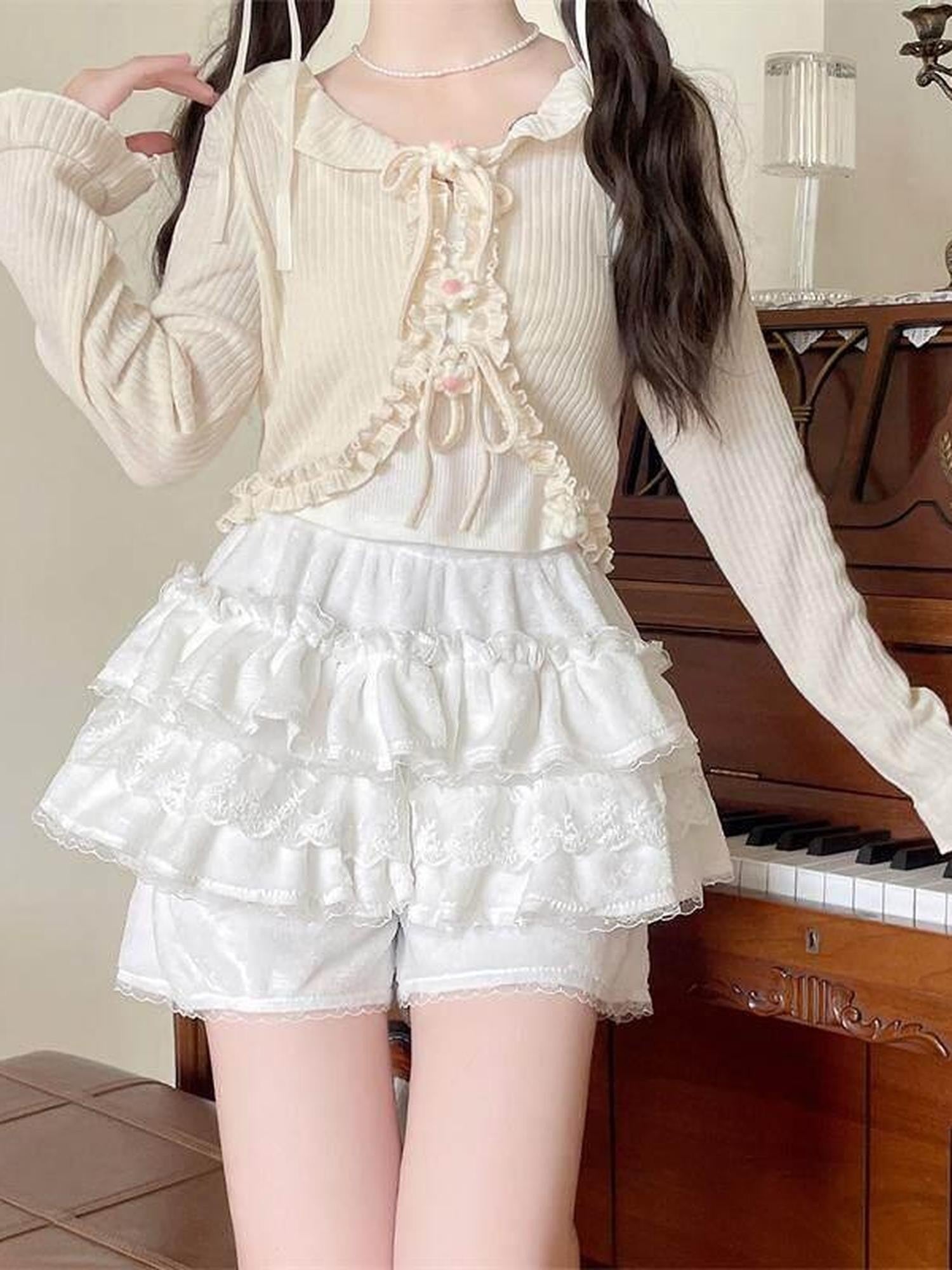 Sugar Girl Lolita Soft Plush Pumpkin Padded High Waist Women's Polyester Short Bloomers
