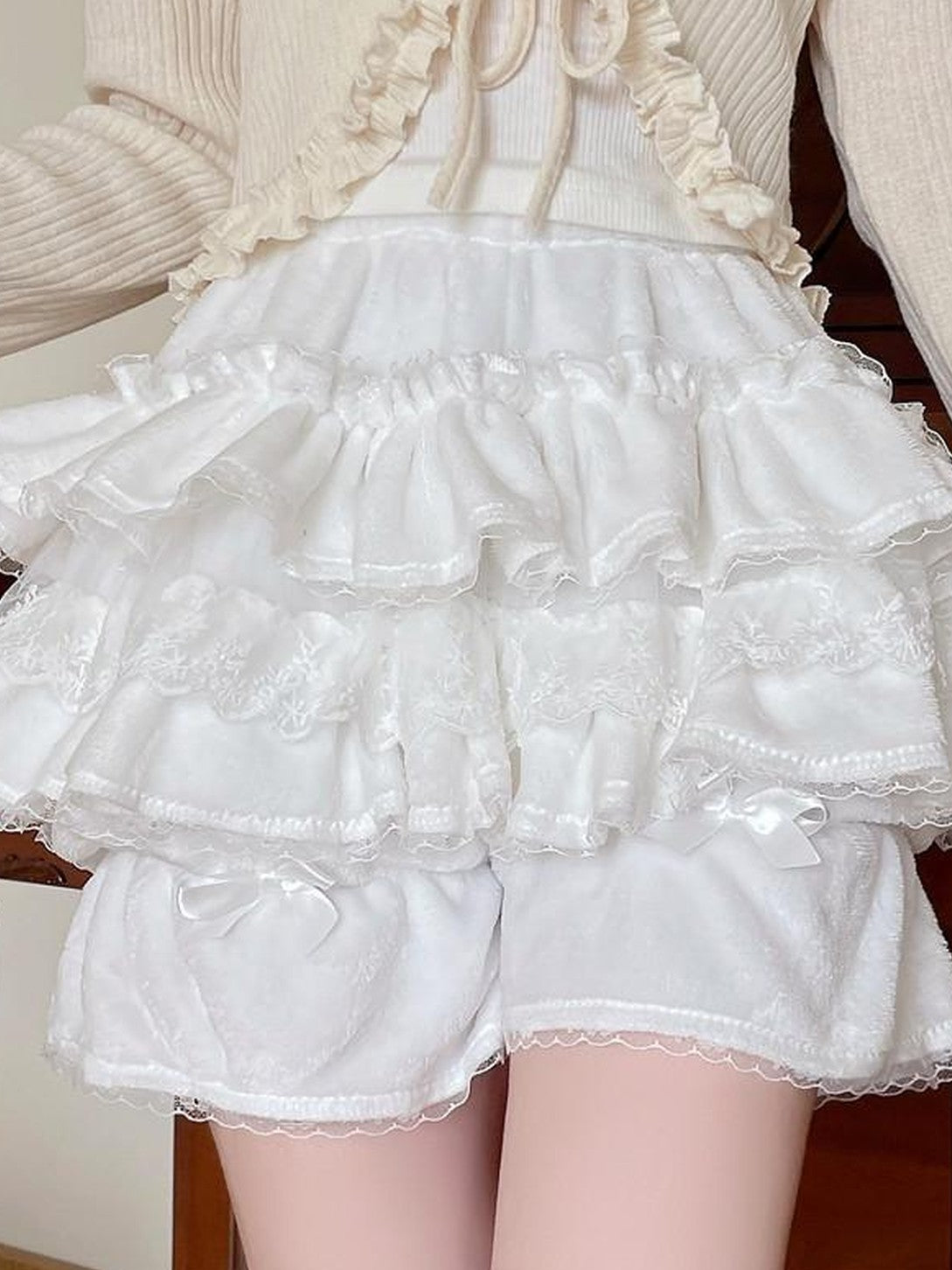Sugar Girl Lolita Soft Plush Pumpkin Padded High Waist Women's Polyester Short Bloomers