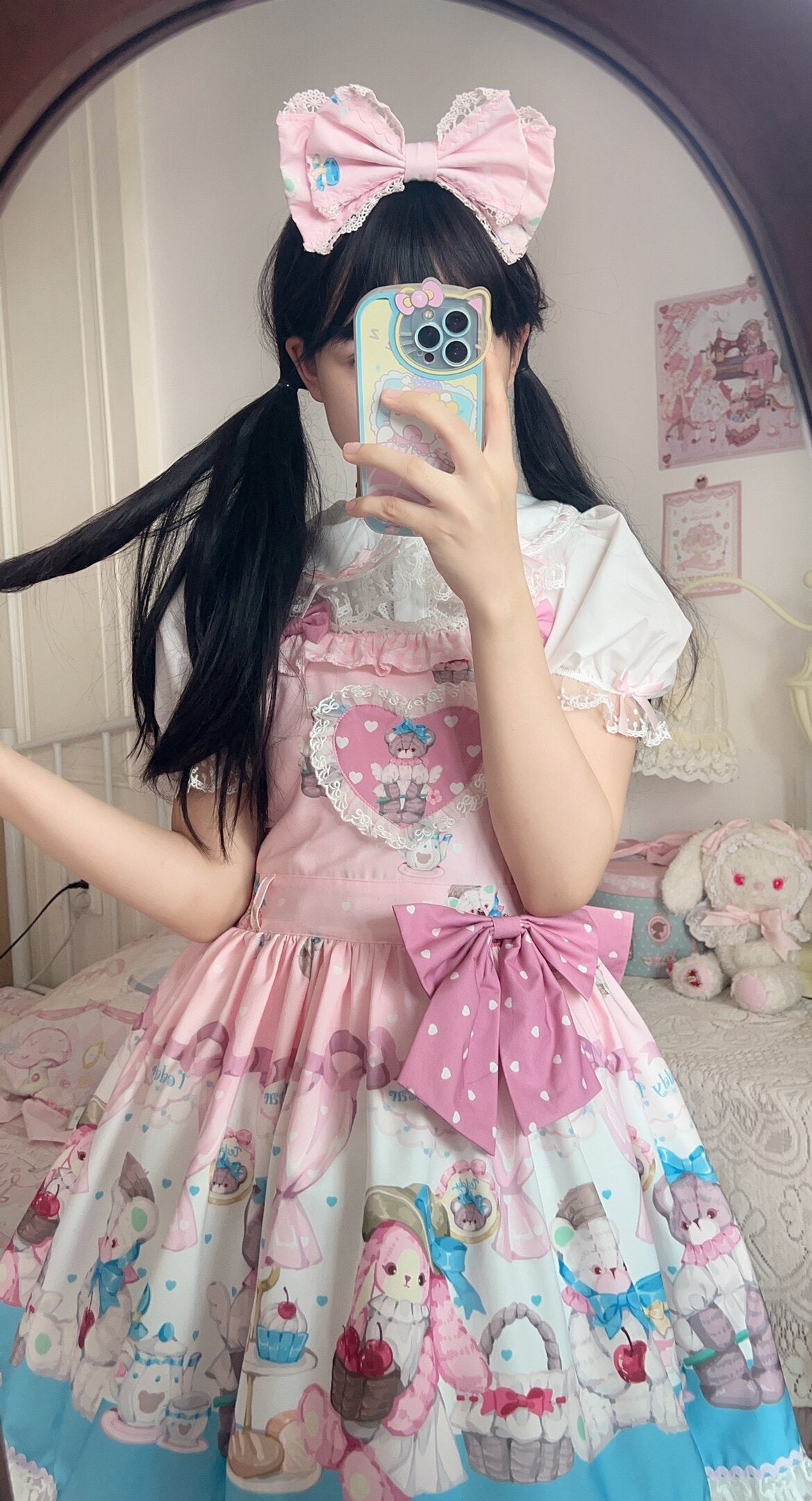 Sugar_Girl_Lolita_Strappy_Heart_Dot_High_Waist_Women's_Polyester_Jsk_/_Jumper_Skirts_681633137541_MISSTT