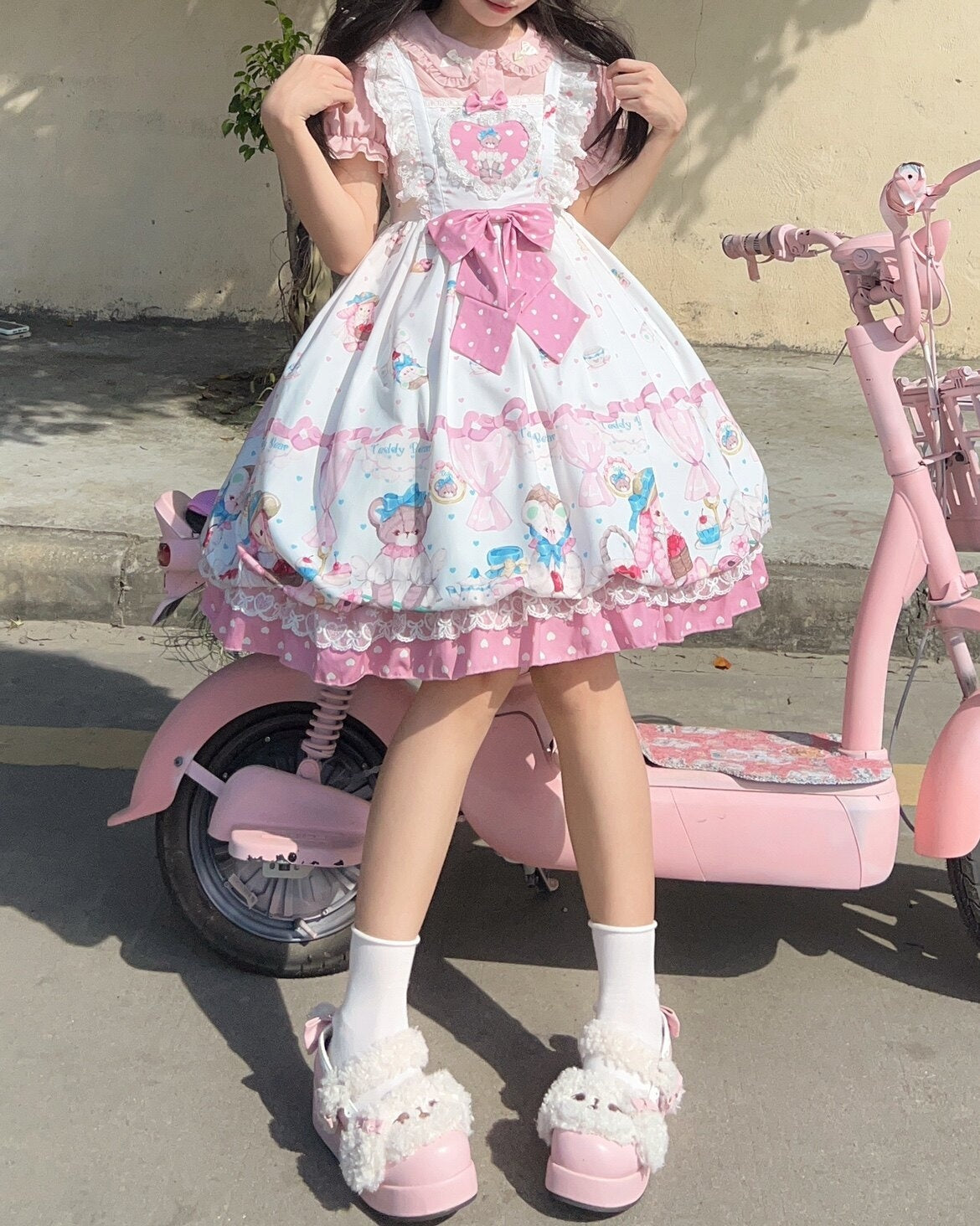 Sugar_Girl_Lolita_Strappy_Heart_Dot_High_Waist_Women's_Polyester_Jsk_/_Jumper_Skirts_681633137541_MISSTT