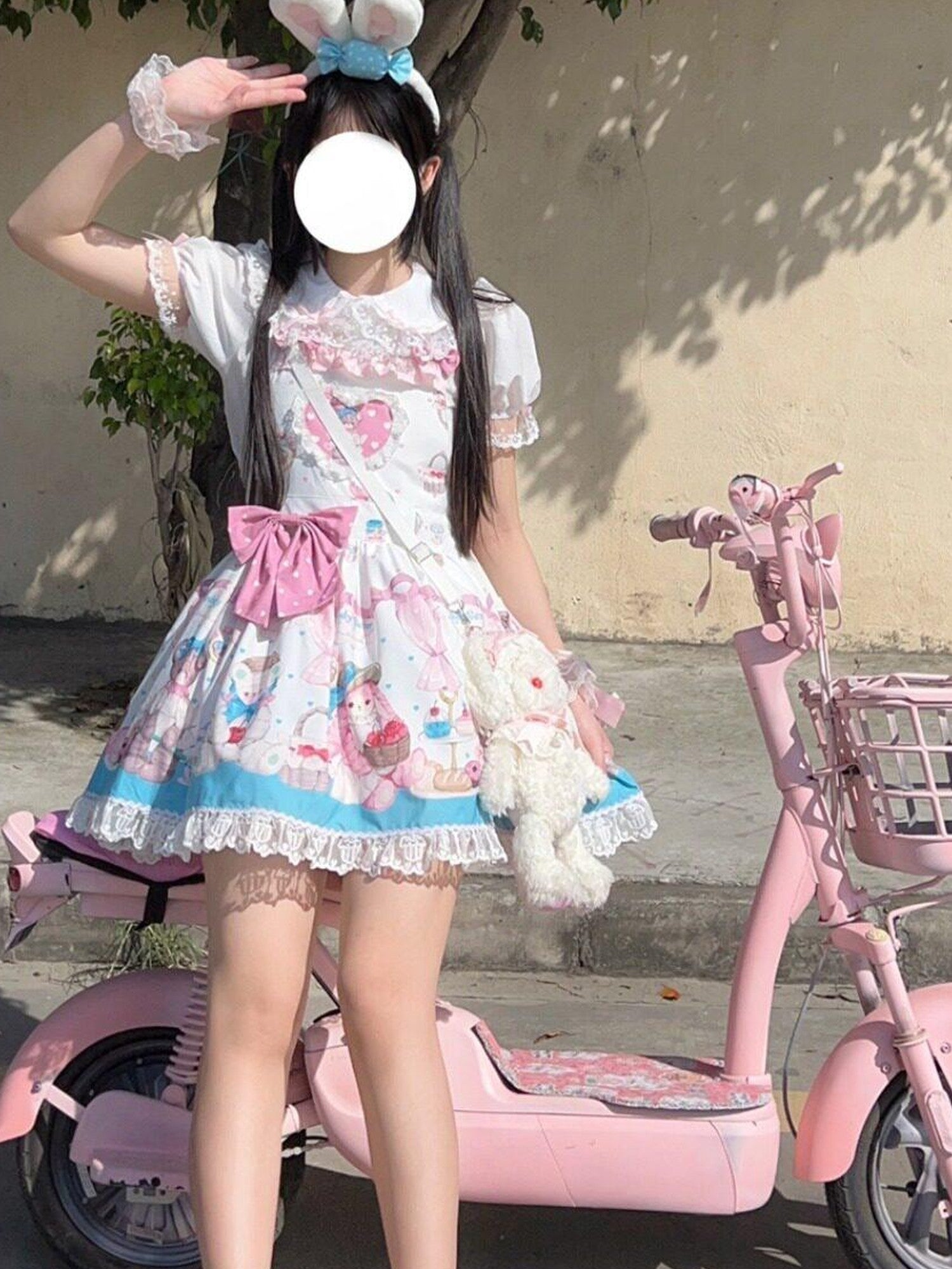 Sugar Girl Lolita Strappy Heart Dot High Waist Women's Polyester Jsk / Jumper Skirts