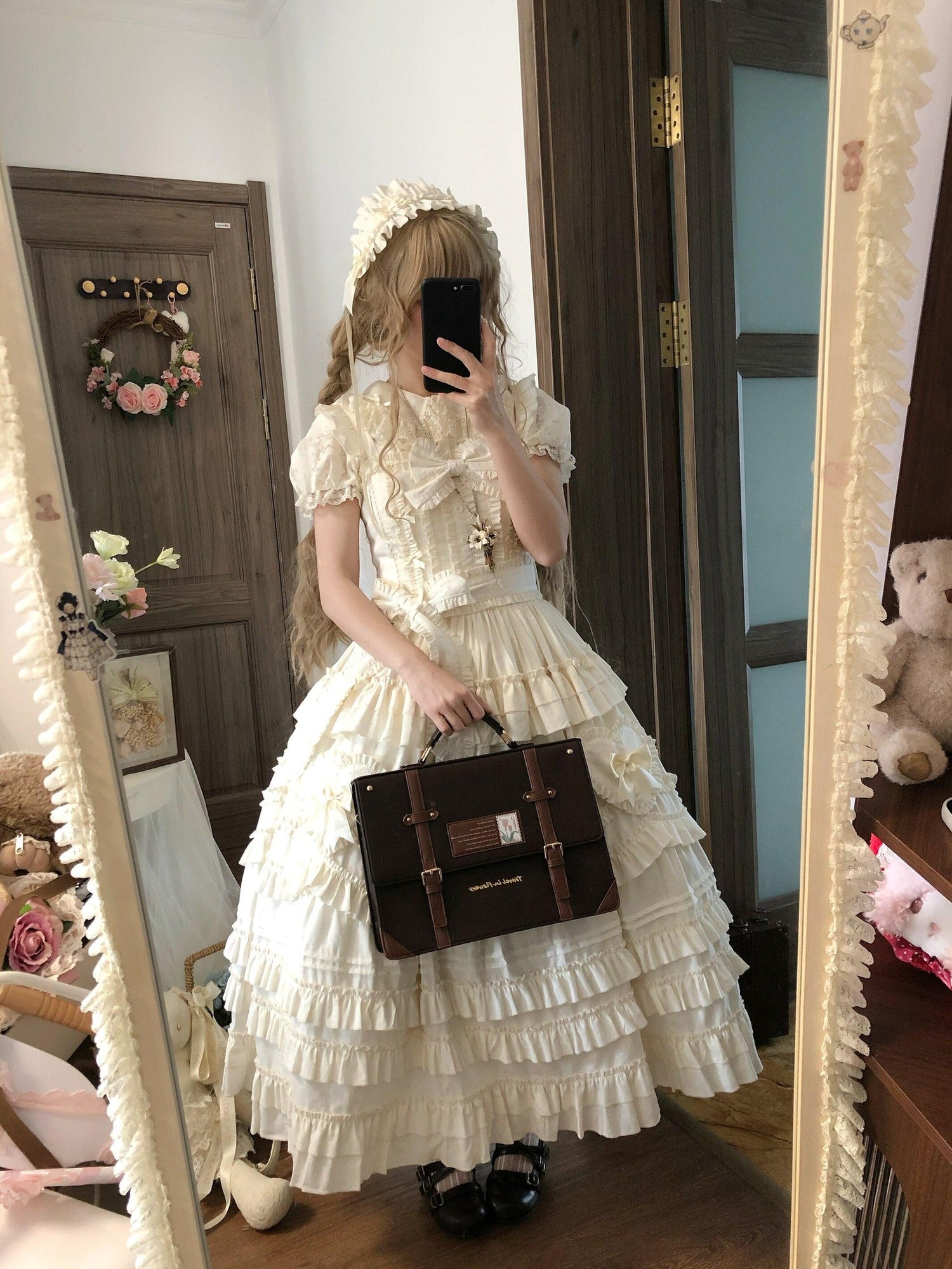 Sugar Girl Pastel Heart Lolita Bardot Neck Puff Skirt Strappy Women's Jsk / Jumper Skirts