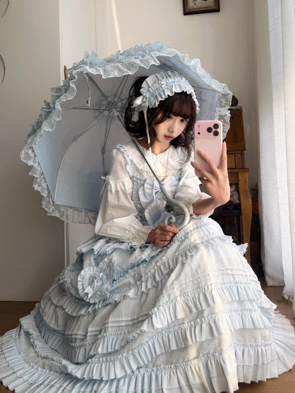 Sugar Girl Pastel Heart Lolita Bardot Neck Puff Skirt Strappy Women's Jsk / Jumper Skirts