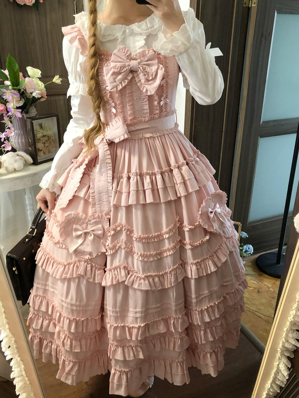 Sugar Girl Pastel Heart Lolita Bardot Neck Puff Skirt Strappy Women's Jsk / Jumper Skirts