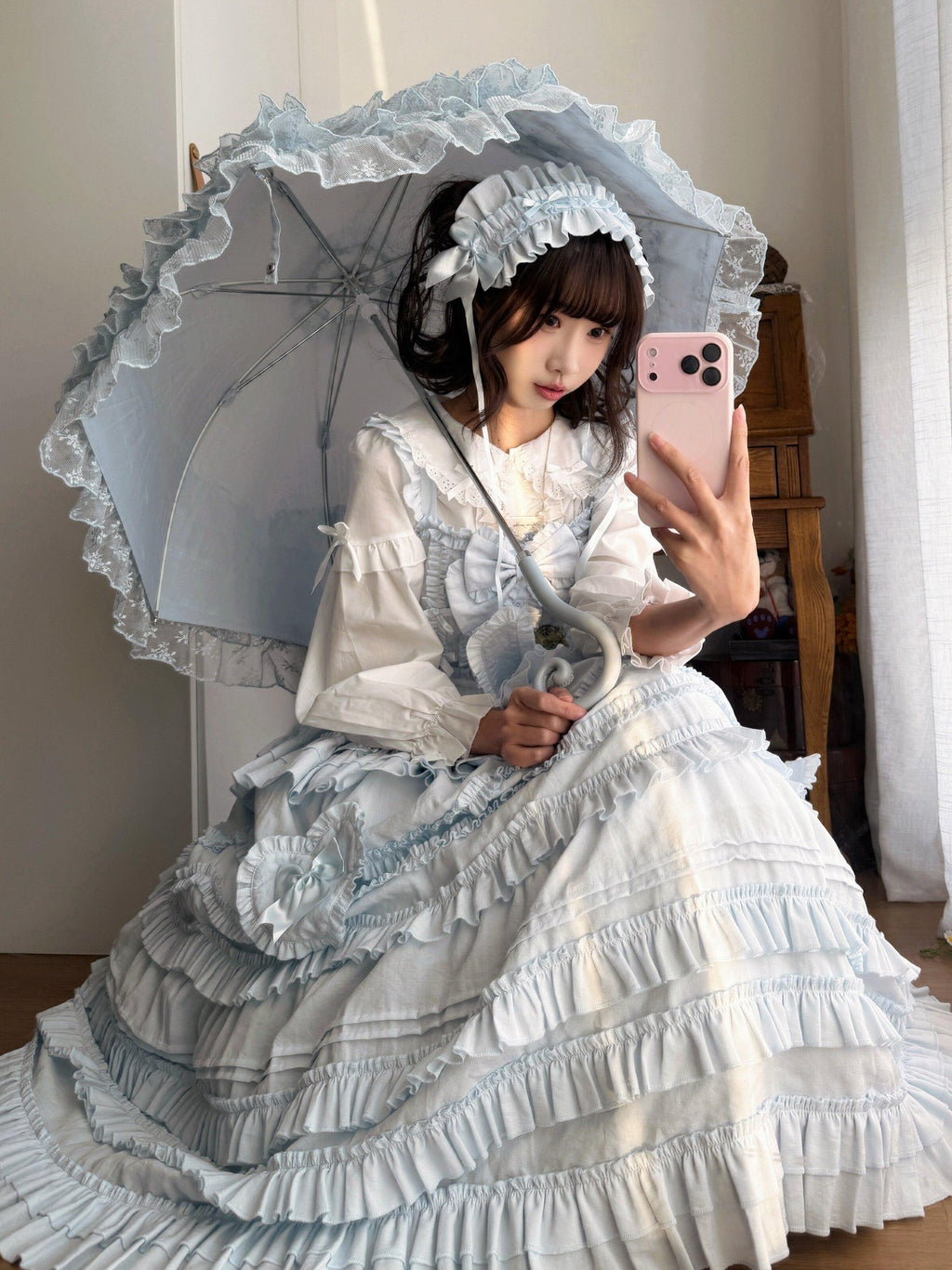 Sugar Girl Pastel Heart Lolita Bardot Neck Puff Skirt Strappy Women's Jsk / Jumper Skirts