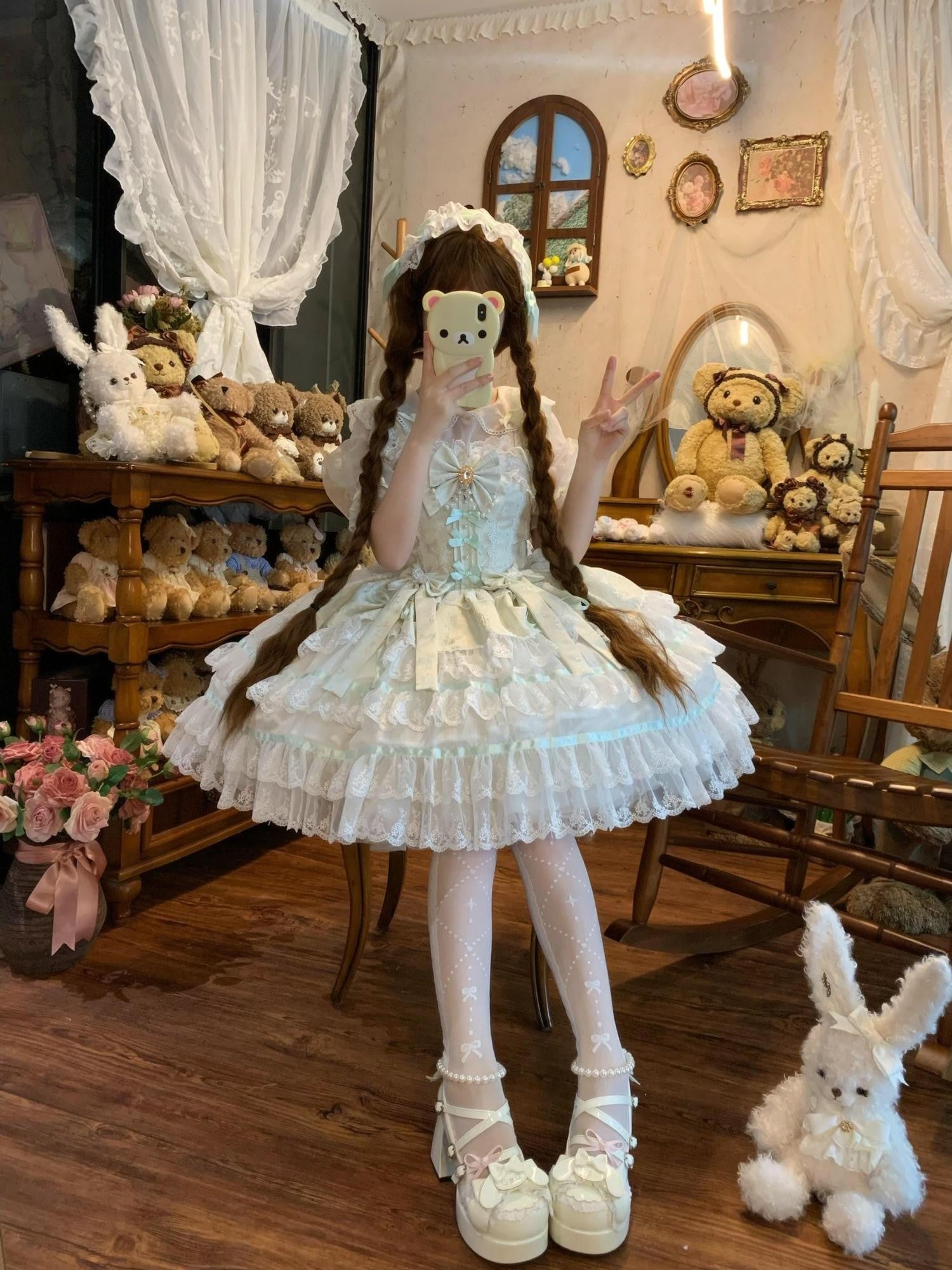Sugar Girl Pastel Sage Ballet Inspired Bardot Strap Princess Women's Jsk / Jumper Skirts