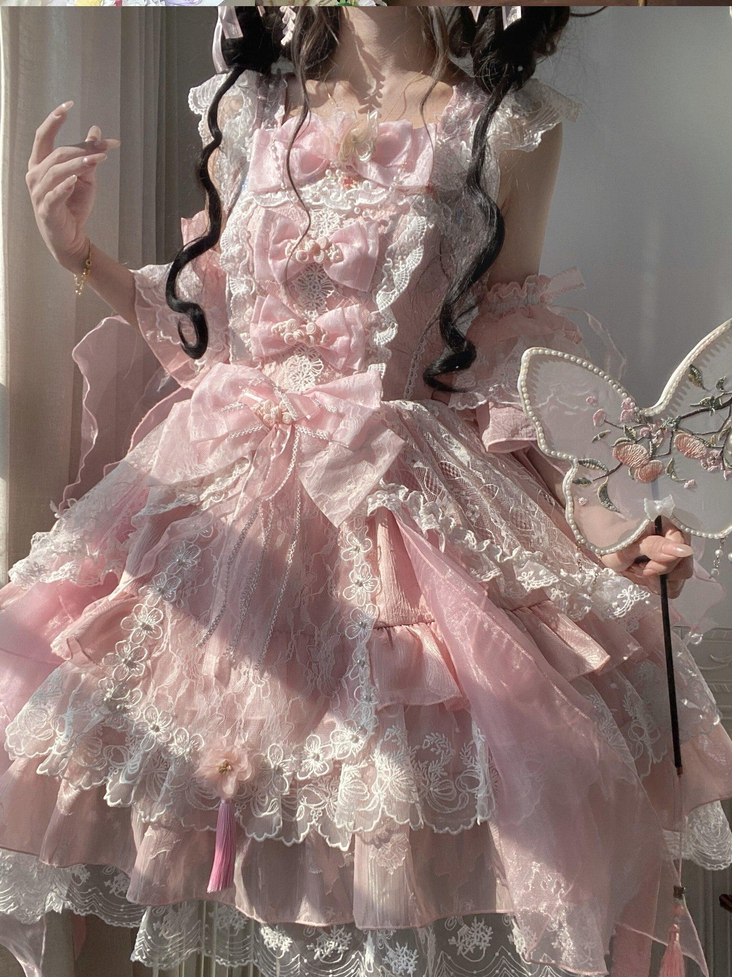 Sugar Girl Pear Blossom Chinese Lolita Spaghetti Strap Women's Jsk / Jumper Skirts