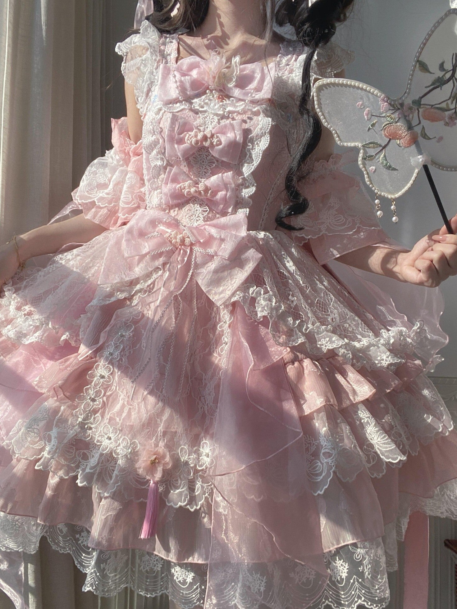 Sugar Girl Pear Blossom Chinese Lolita Spaghetti Strap Women's Jsk / Jumper Skirts