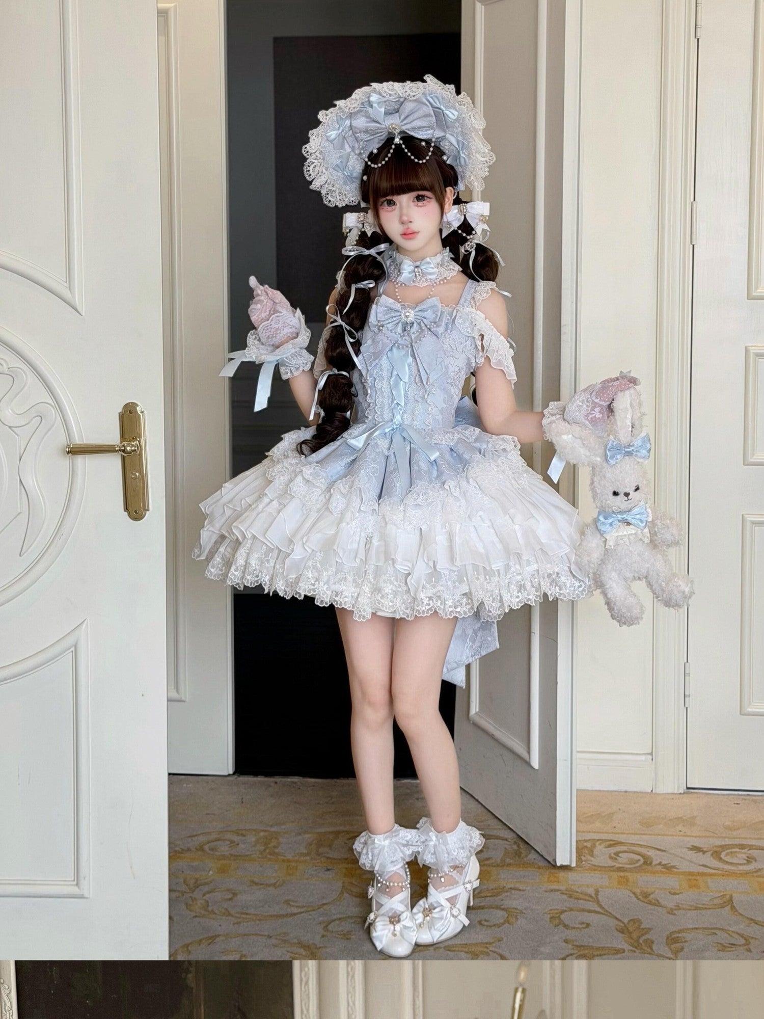 Sugar Girl Pearl Ballet Lolita Strap Back Bow Women's Jsk / Jumper Skirts