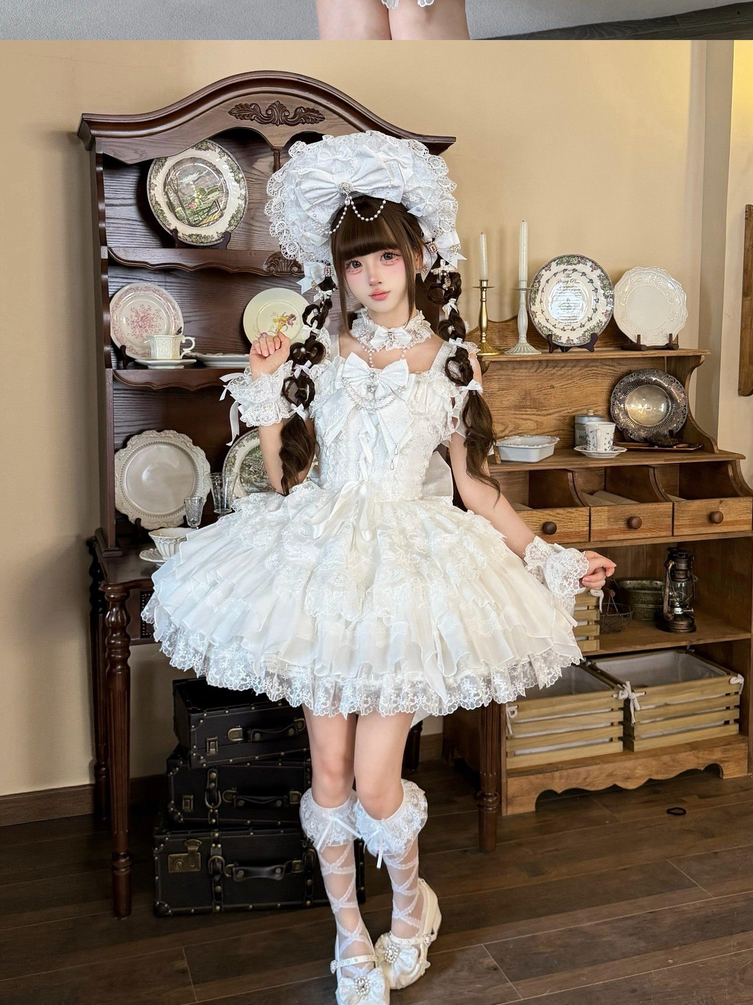 Sugar Girl Pearl Ballet Lolita Strap Back Bow Women's Jsk / Jumper Skirts