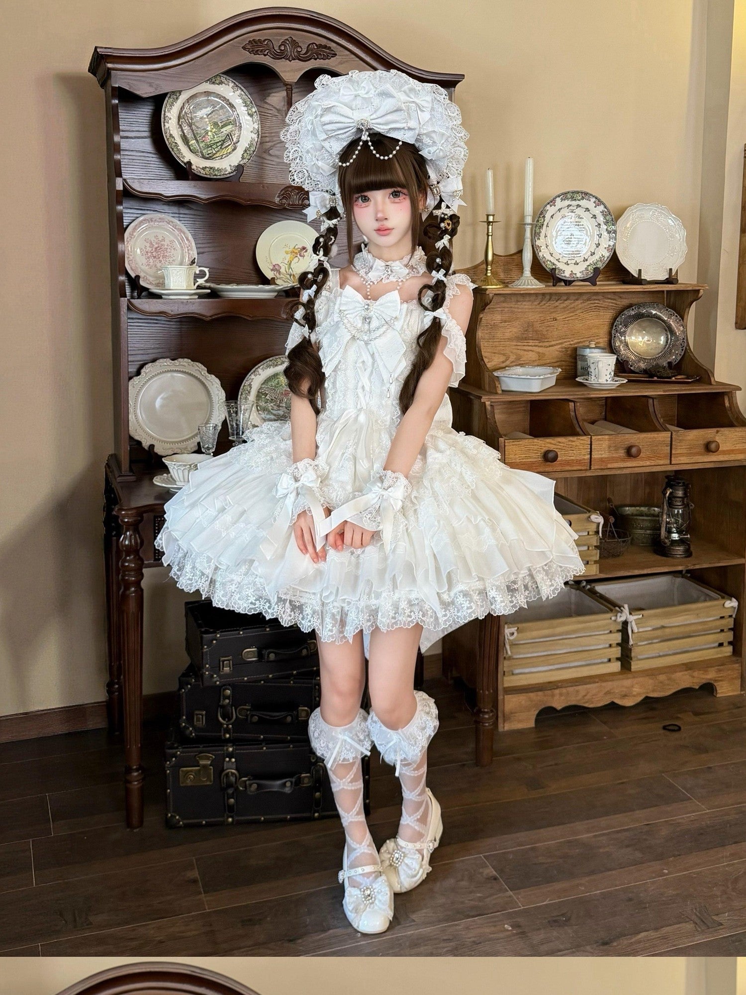 Sugar Girl Pearl Ballet Lolita Strap Back Bow Women's Jsk / Jumper Skirts
