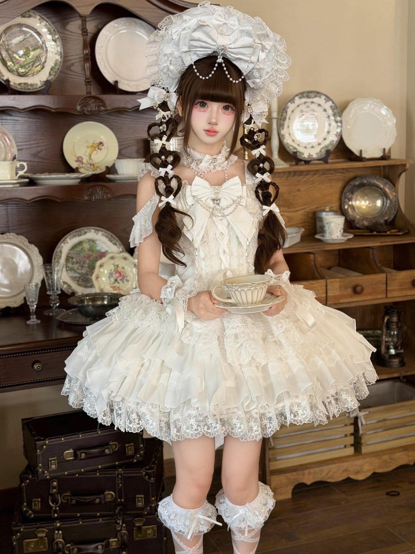 Sugar Girl Pearl Ballet Lolita Strap Back Bow Women's Jsk / Jumper Skirts