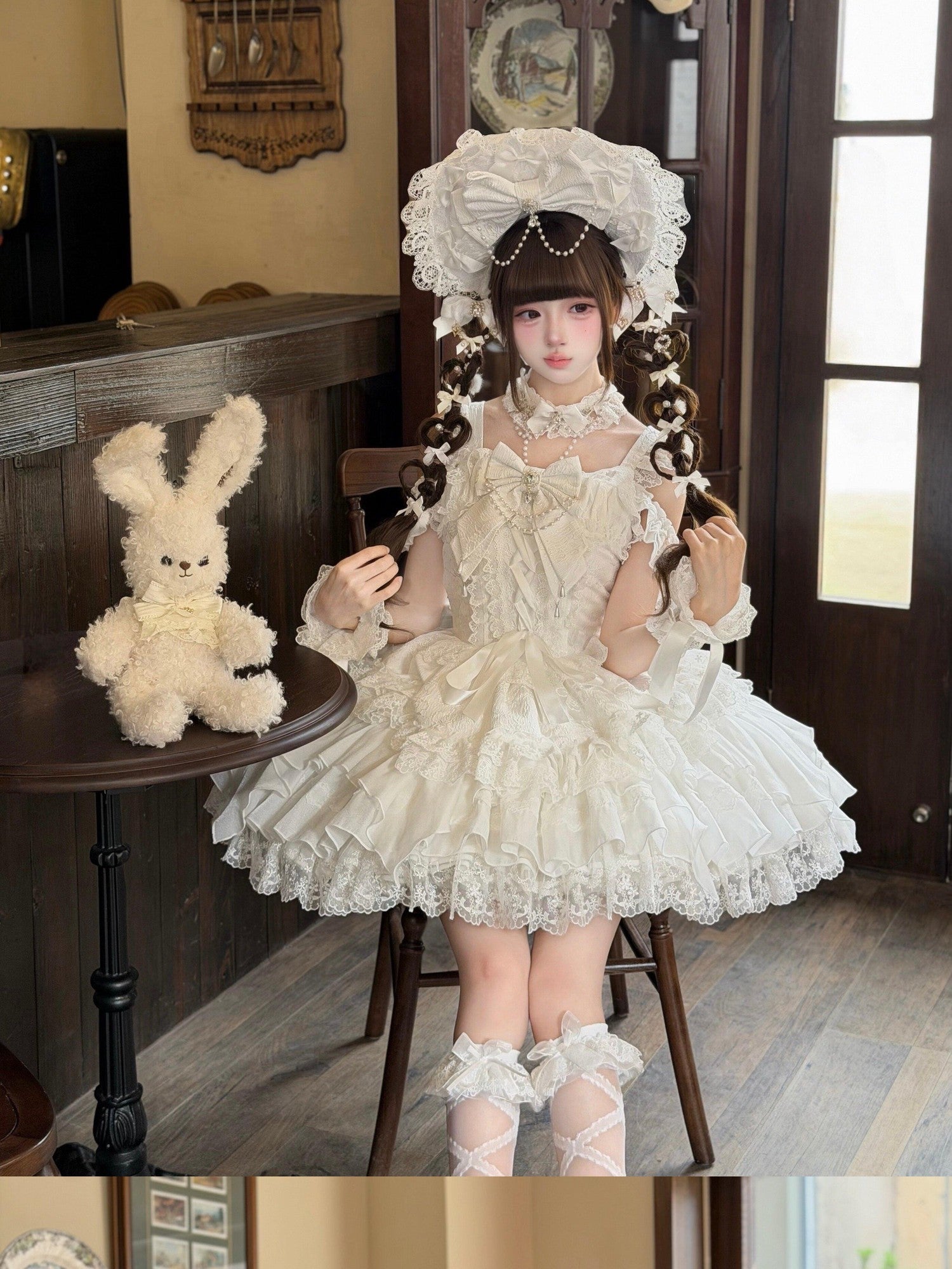 Sugar Girl Pearl Ballet Lolita Strap Back Bow Women's Jsk / Jumper Skirts