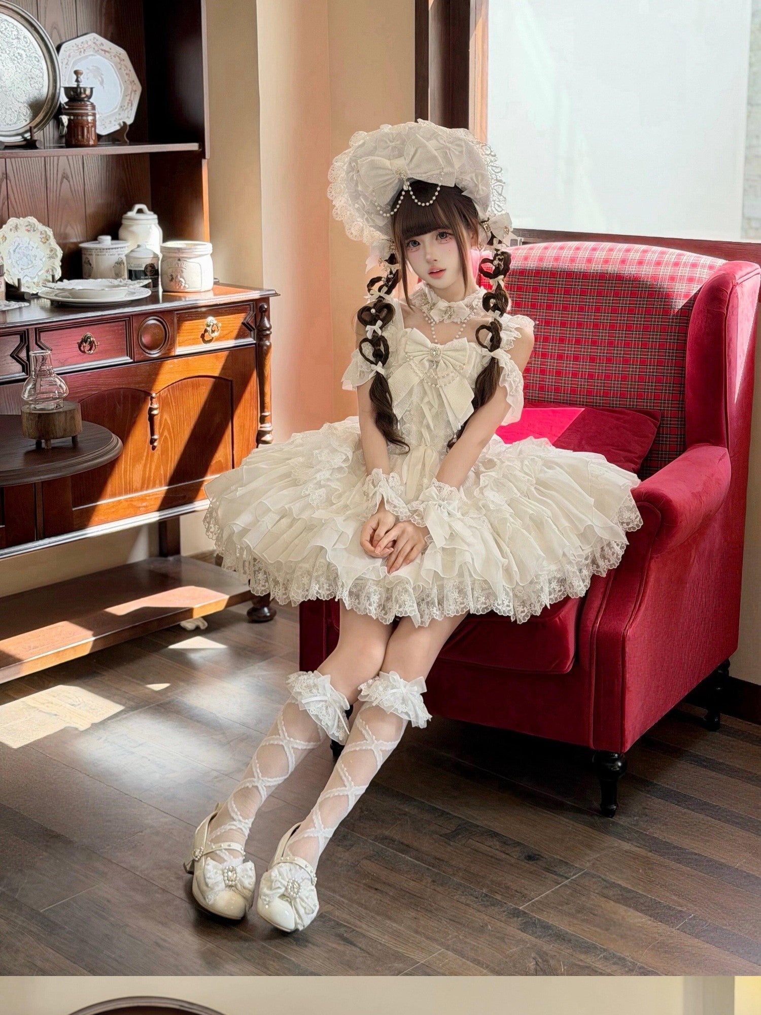 Sugar Girl Pearl Ballet Lolita Strap Back Bow Women's Jsk / Jumper Skirts