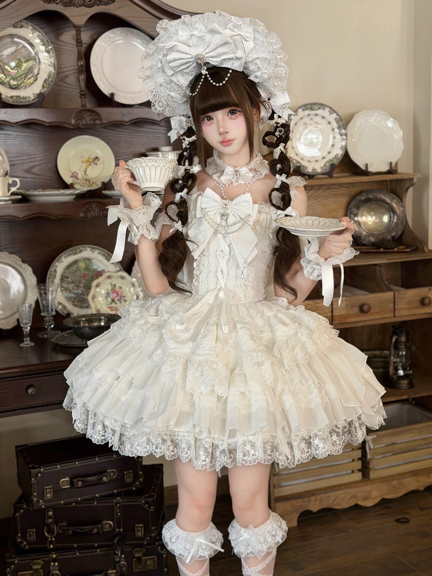 Sugar Girl Pearl Ballet Lolita Strap Back Bow Women's Jsk / Jumper Skirts