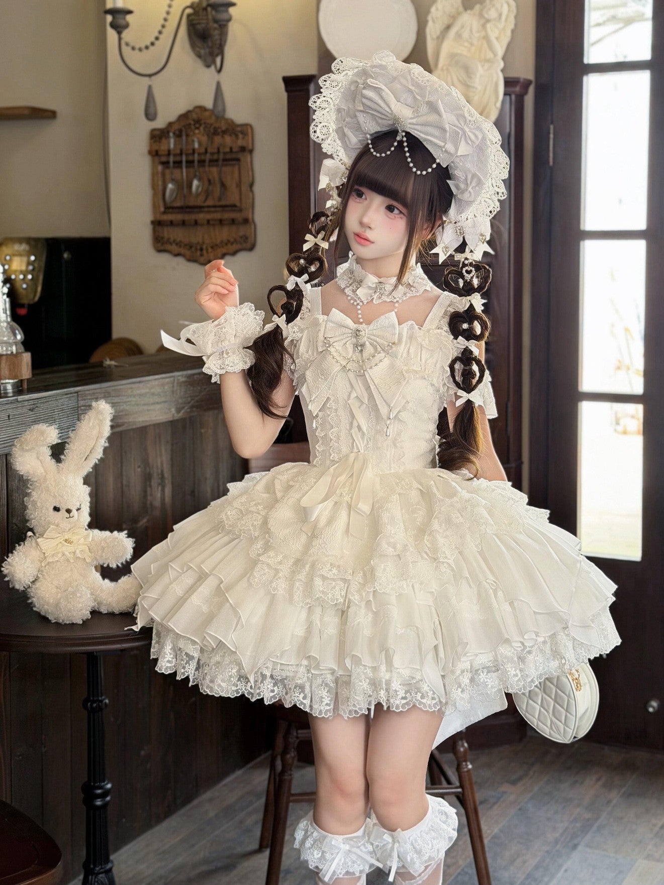 Sugar Girl Pearl Ballet Lolita Strap Back Bow Women's Jsk / Jumper Skirts