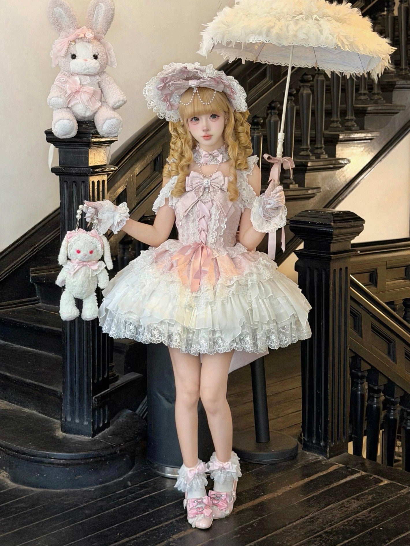 Sugar Girl Pearl Ballet Lolita Strap Back Bow Women's Jsk / Jumper Skirts