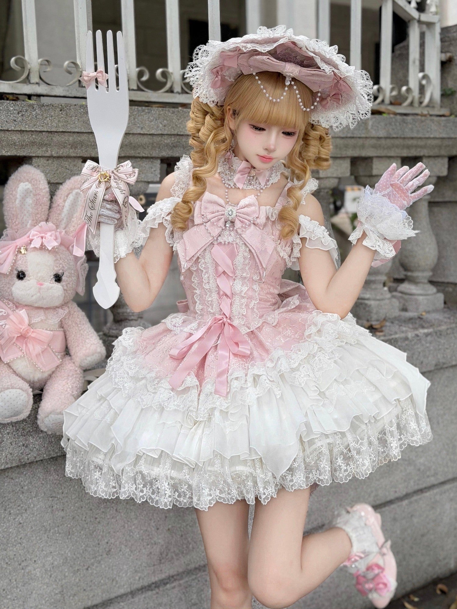 Sugar Girl Pearl Ballet Lolita Strap Back Bow Women's Jsk / Jumper Skirts