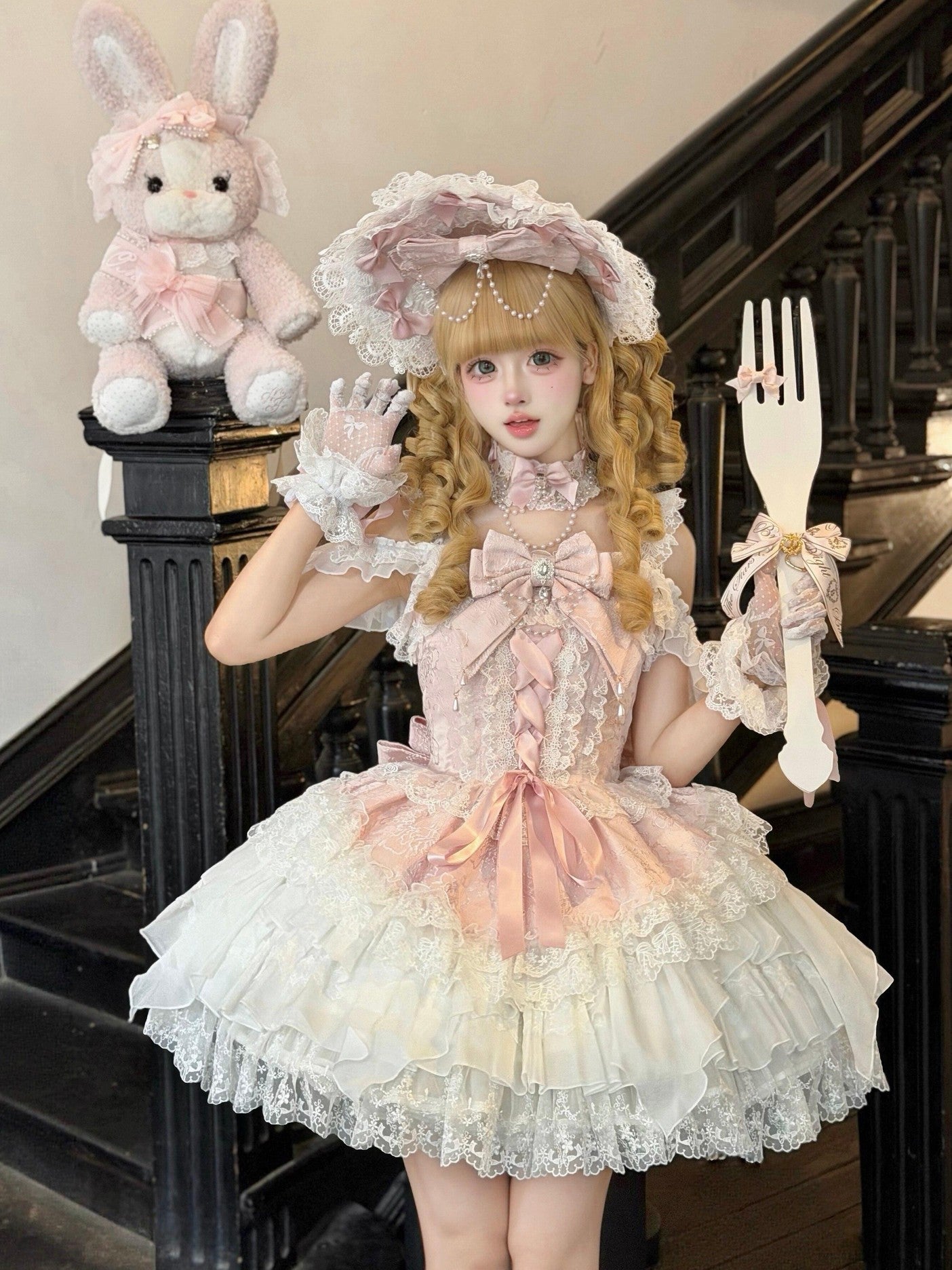 Sugar Girl Pearl Ballet Lolita Strap Back Bow Women's Jsk / Jumper Skirts