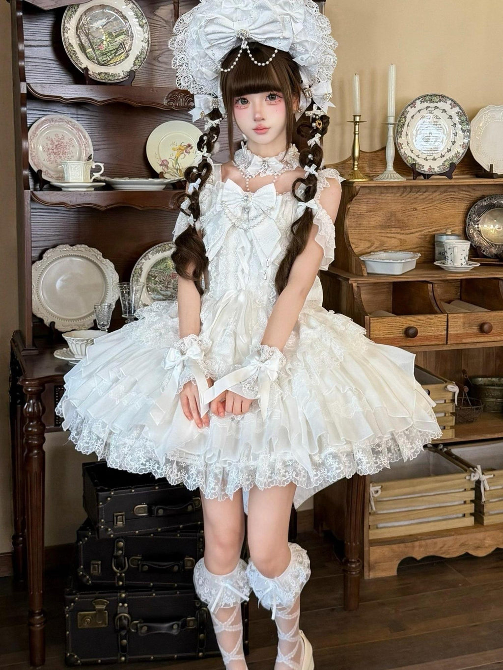 Sugar Girl Pearl Ballet Lolita Strap Back Bow Women's Jsk / Jumper Skirts
