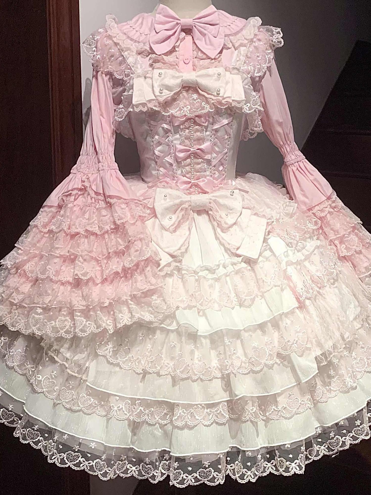 Sugar Girl Pink Lolita Doll Slim Fit Strap Cake Skirt Women's Jsk / Jumper Skirts
