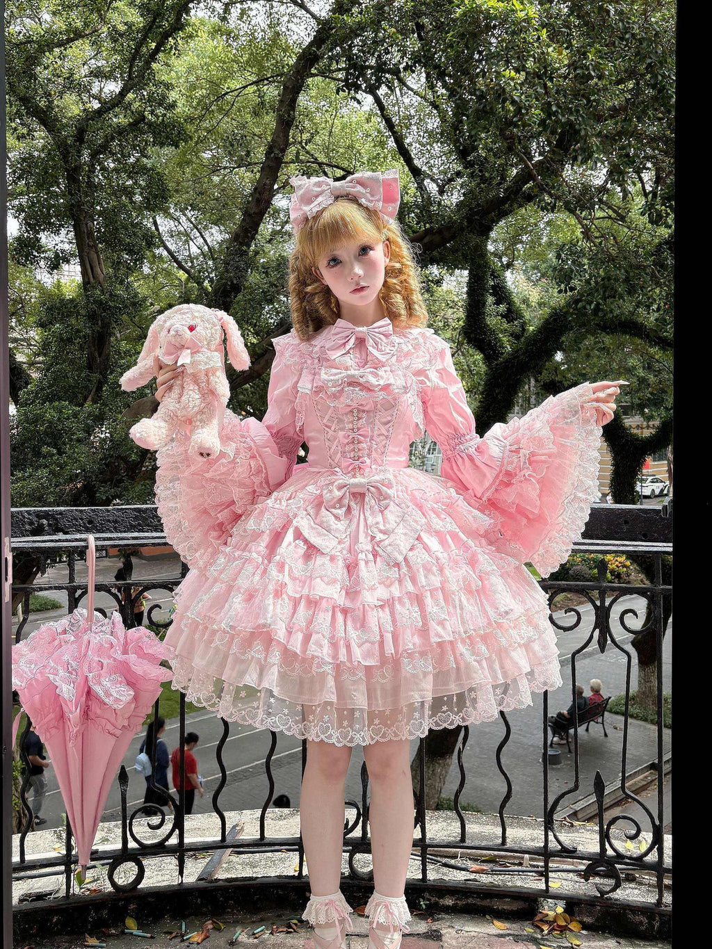 Sugar Girl Pink Lolita Doll Slim Fit Strap Cake Skirt Women's Jsk / Jumper Skirts
