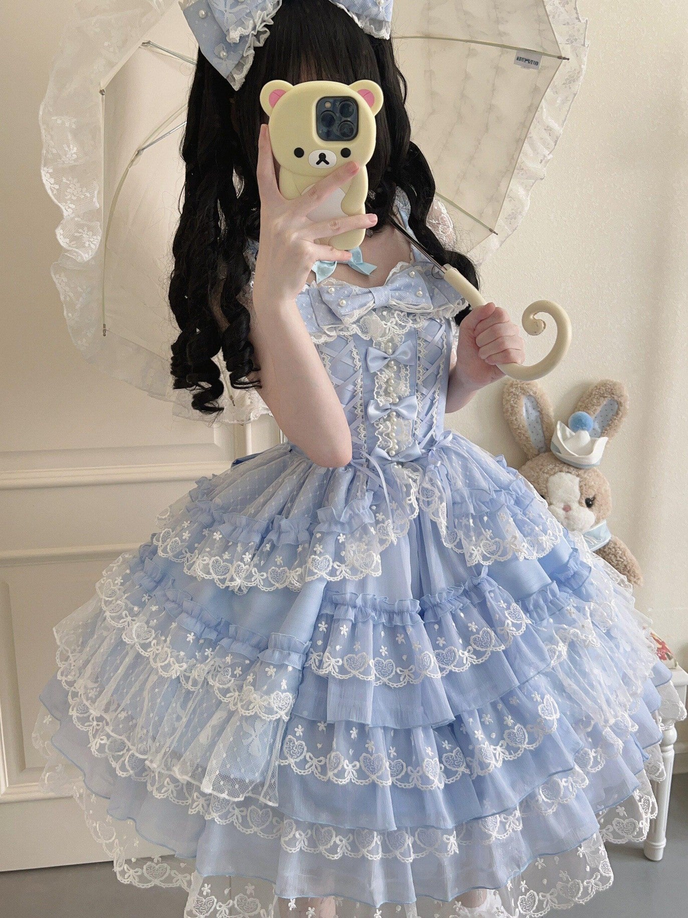 Sugar Girl Pink Lolita Doll Slim Fit Strap Cake Skirt Women's Jsk / Jumper Skirts