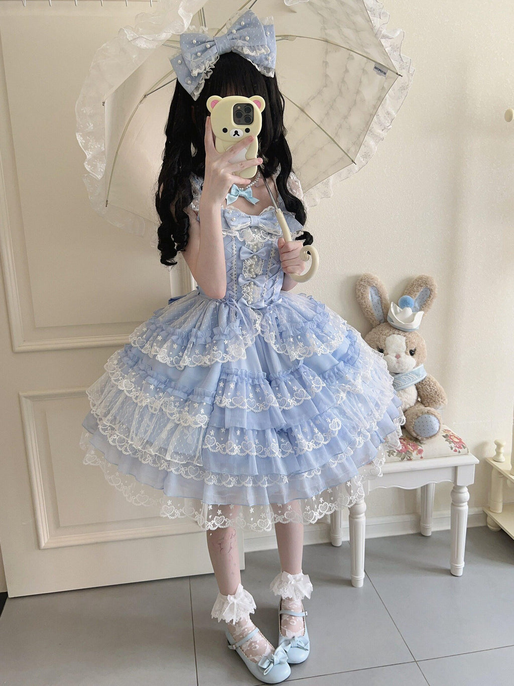 Sugar Girl Pink Lolita Doll Slim Fit Strap Cake Skirt Women's Jsk / Jumper Skirts