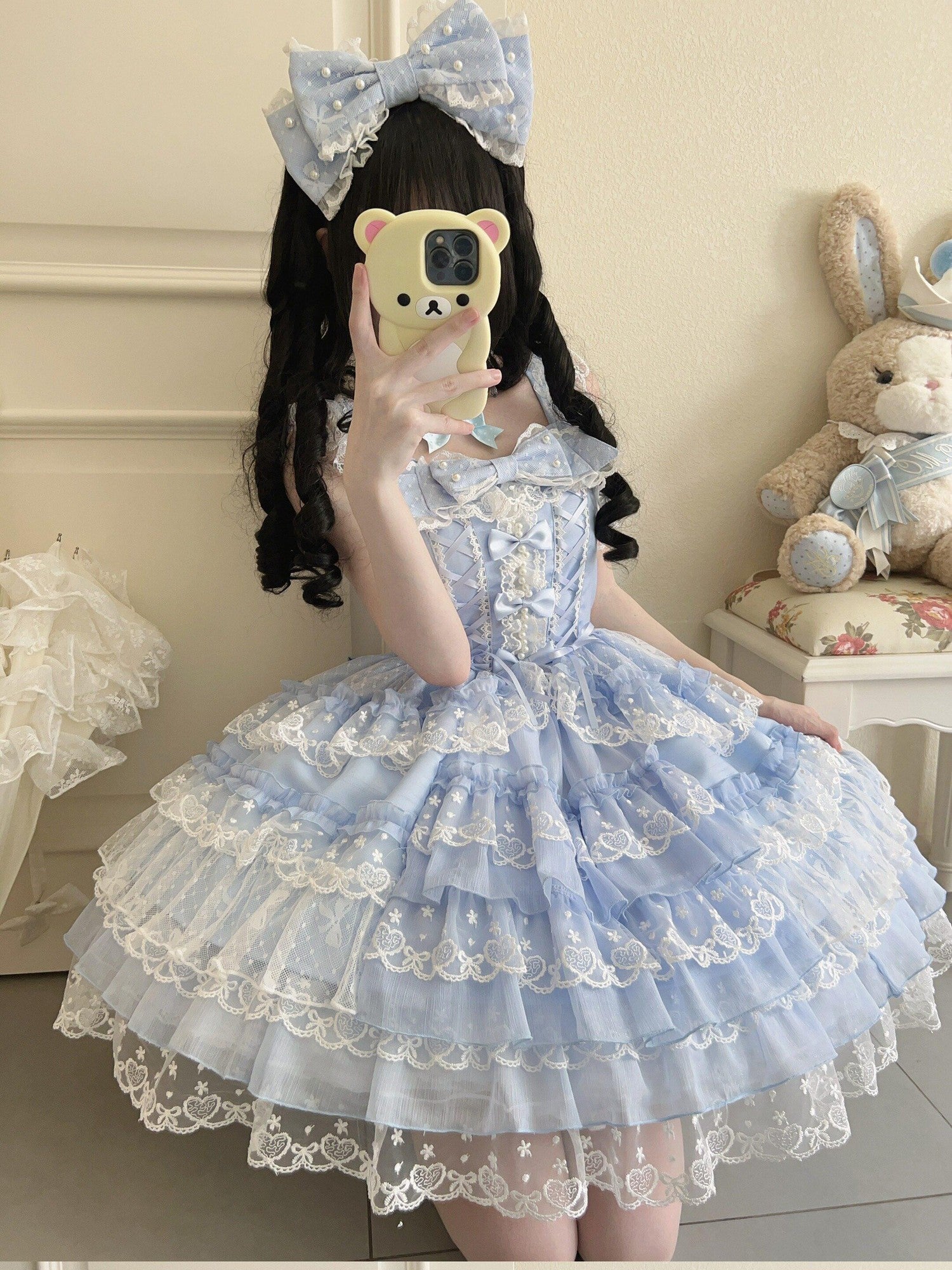 Sugar Girl Pink Lolita Doll Slim Fit Strap Cake Skirt Women's Jsk / Jumper Skirts