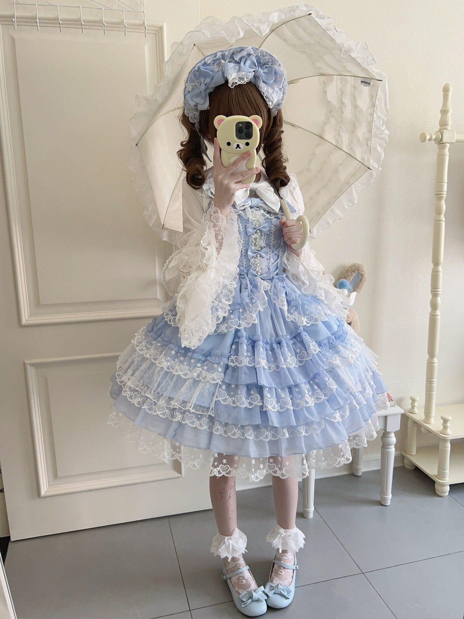 Sugar Girl Pink Lolita Doll Slim Fit Strap Cake Skirt Women's Jsk / Jumper Skirts