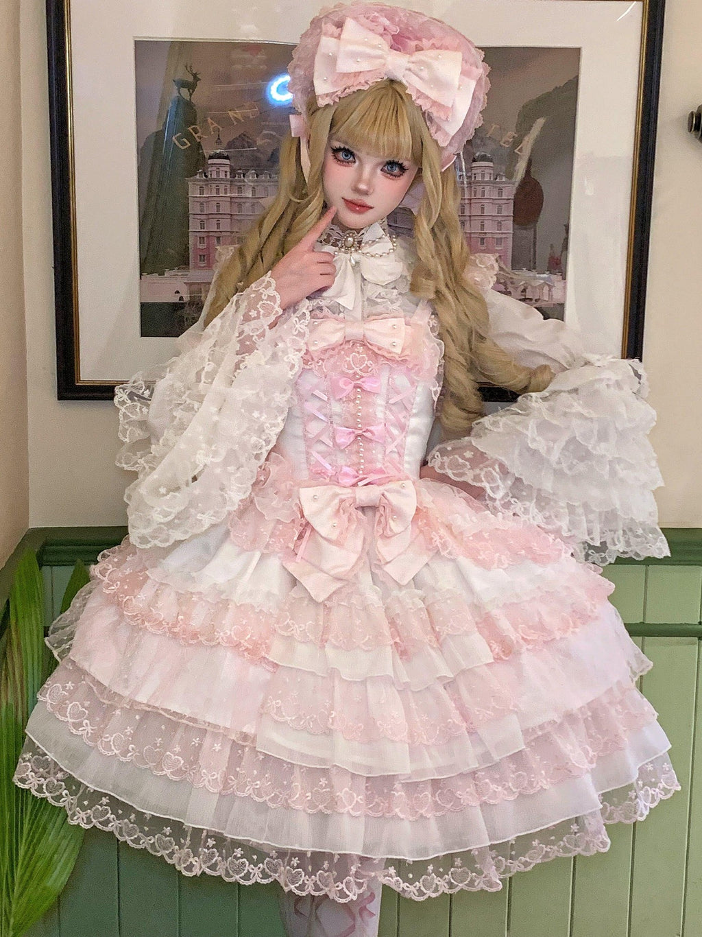 Sugar Girl Pink Lolita Doll Slim Fit Strap Cake Skirt Women's Jsk / Jumper Skirts