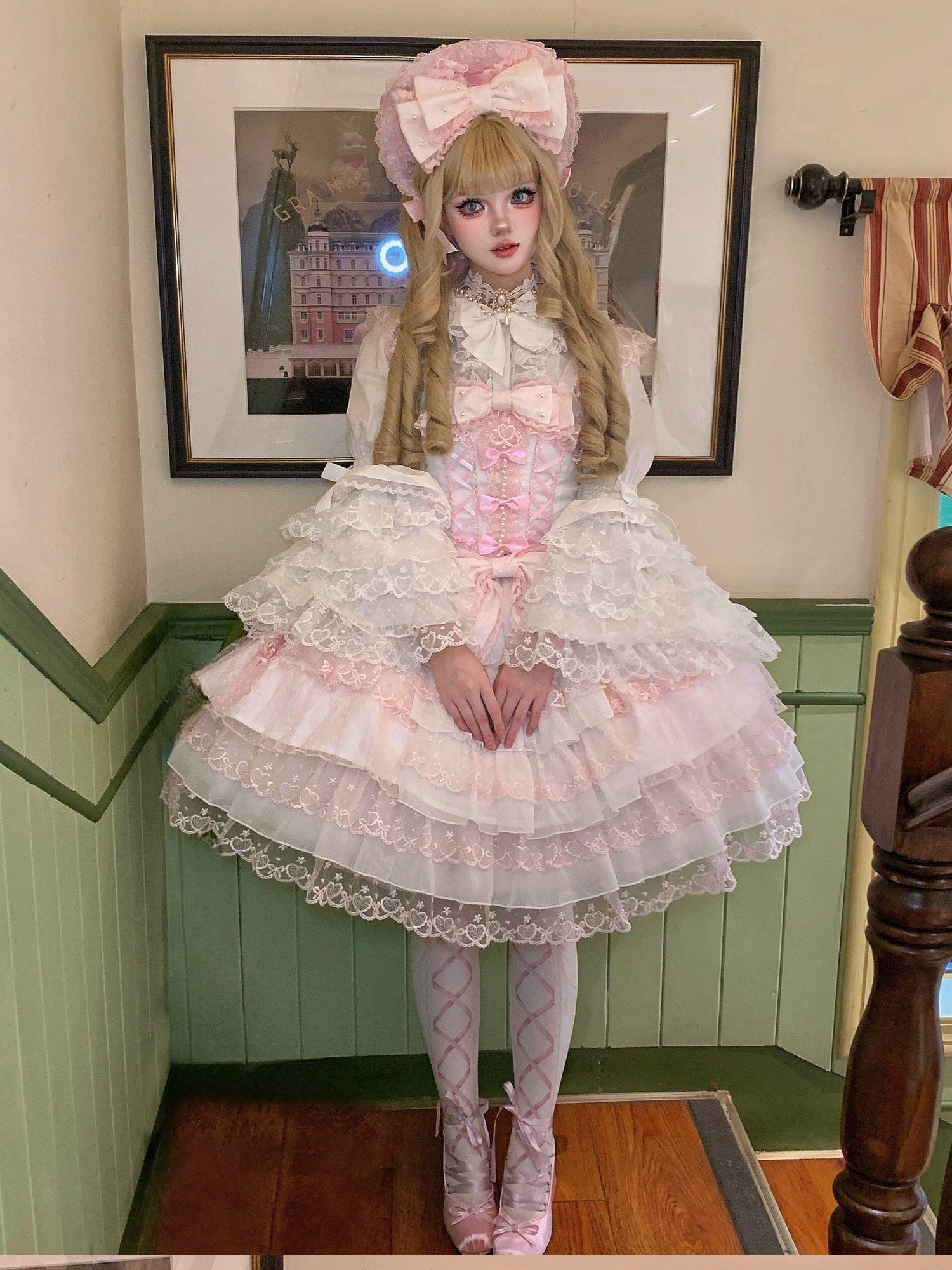 Sugar Girl Pink Lolita Doll Slim Fit Strap Cake Skirt Women's Jsk / Jumper Skirts