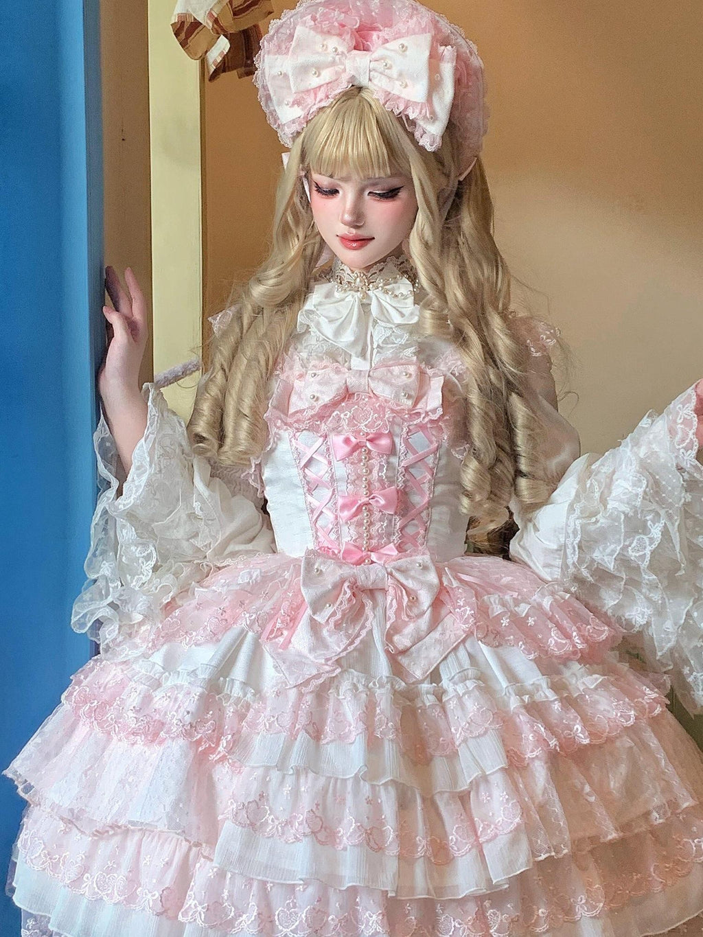 Sugar Girl Pink Lolita Doll Slim Fit Strap Cake Skirt Women's Jsk / Jumper Skirts