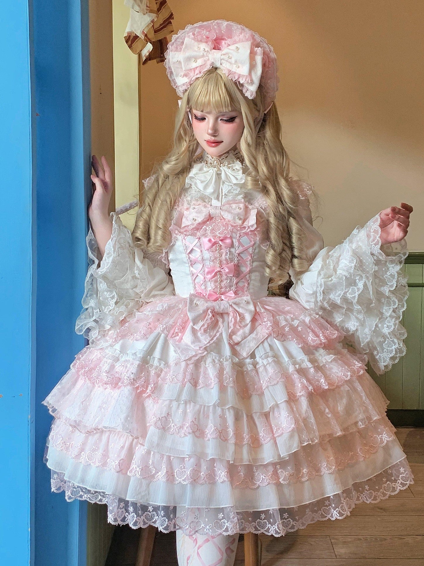 Sugar Girl Pink Lolita Doll Slim Fit Strap Cake Skirt Women's Jsk / Jumper Skirts