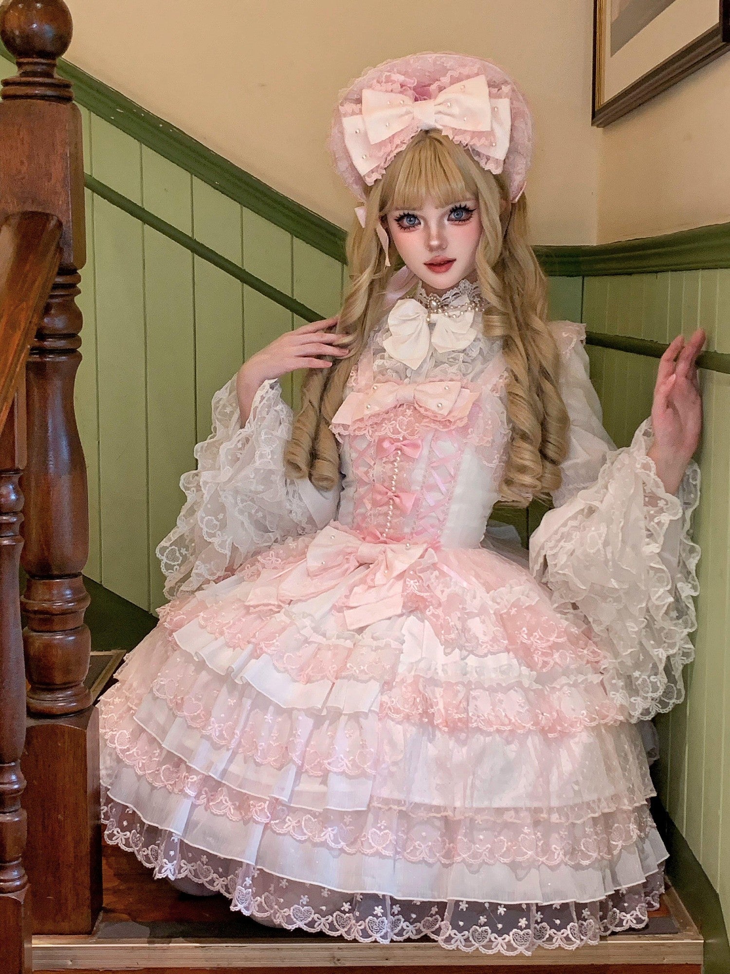 Sugar Girl Pink Lolita Doll Slim Fit Strap Cake Skirt Women's Jsk / Jumper Skirts