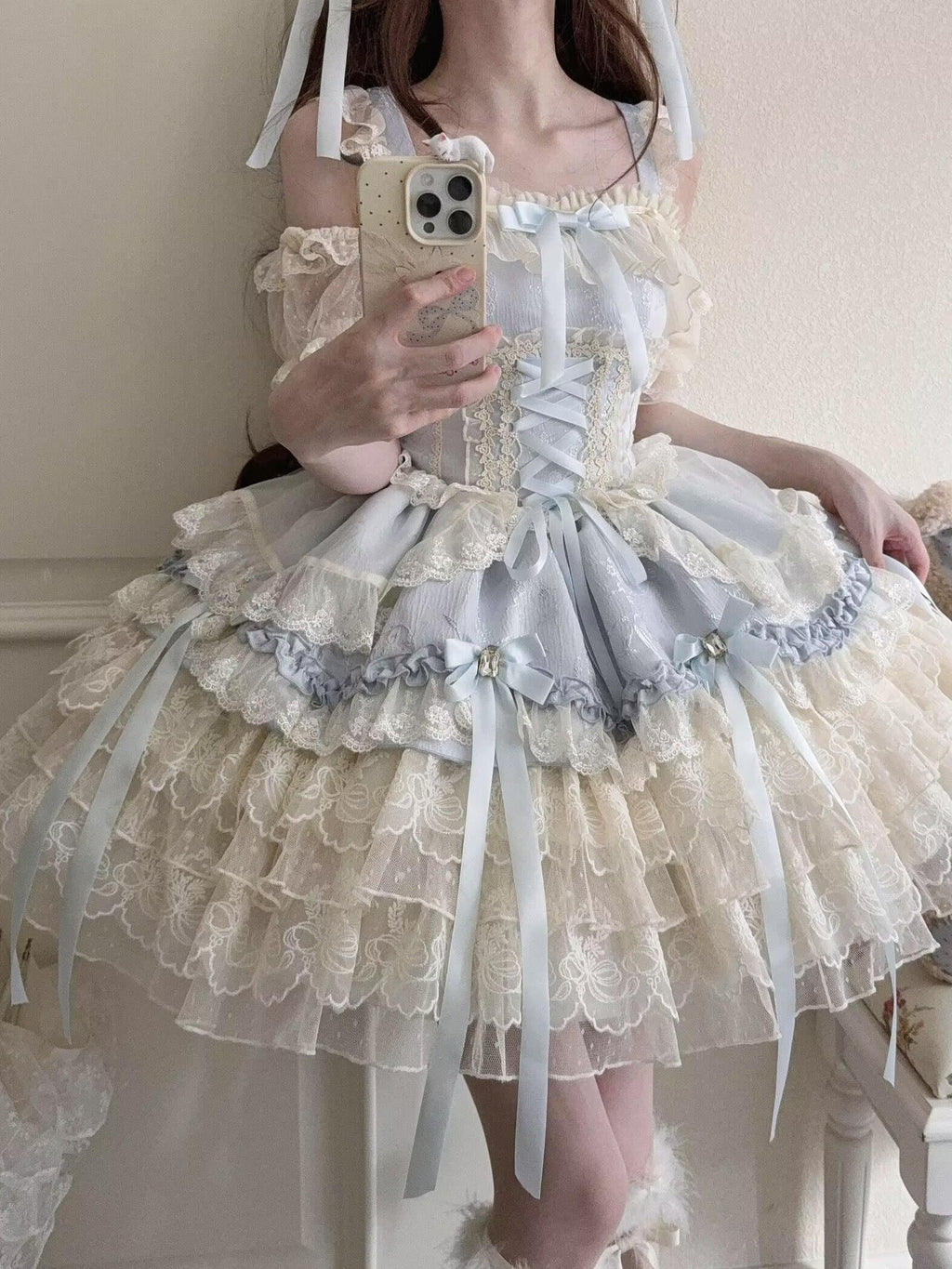 Sugar Girl Satin Ribbon Heart Ballet Spaghetti Strap Women's Jsk / Jumper Skirts