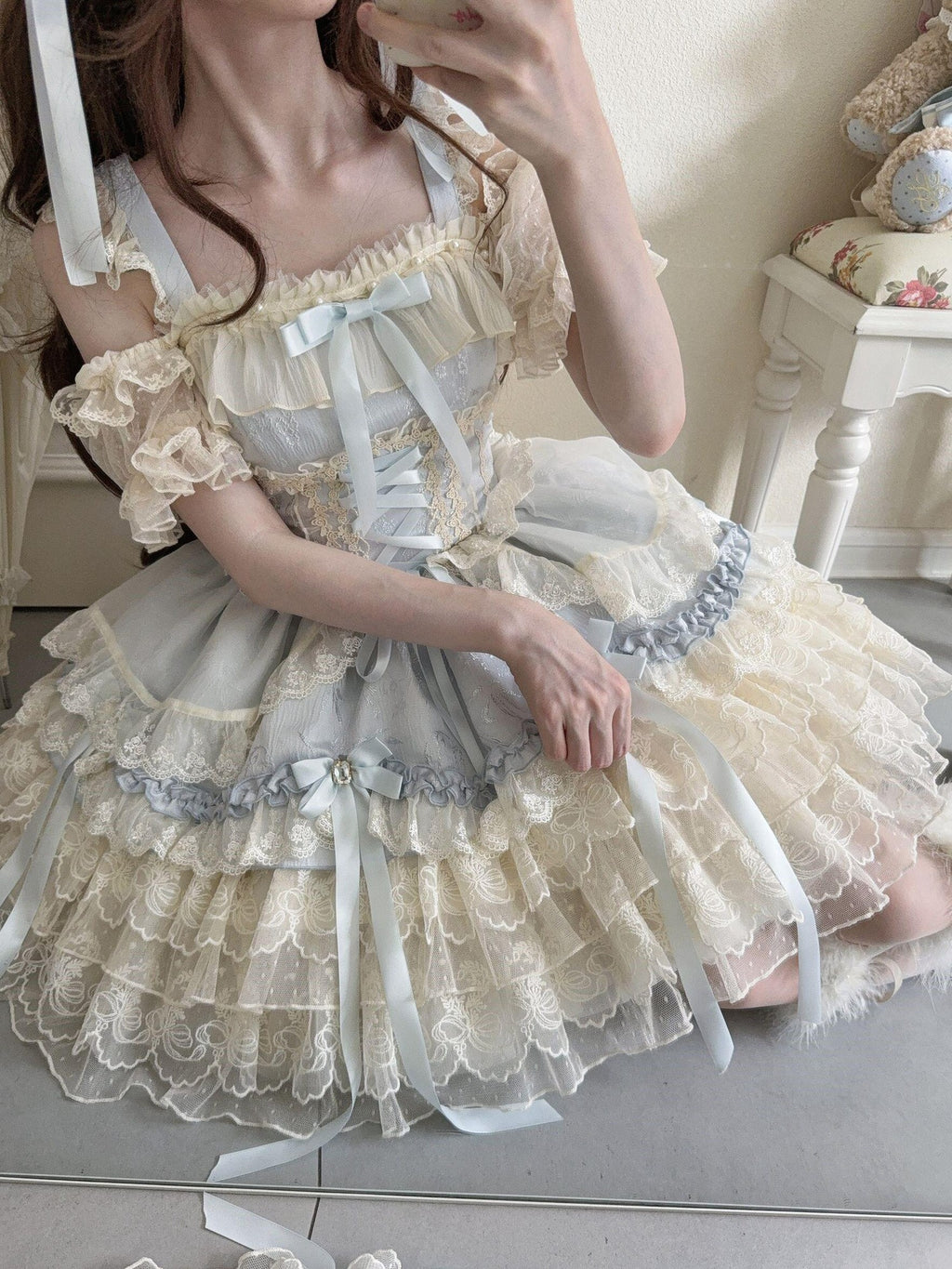 Sugar Girl Satin Ribbon Heart Ballet Spaghetti Strap Women's Jsk / Jumper Skirts