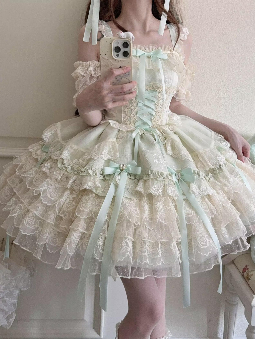 Sugar Girl Satin Ribbon Heart Ballet Spaghetti Strap Women's Jsk / Jumper Skirts