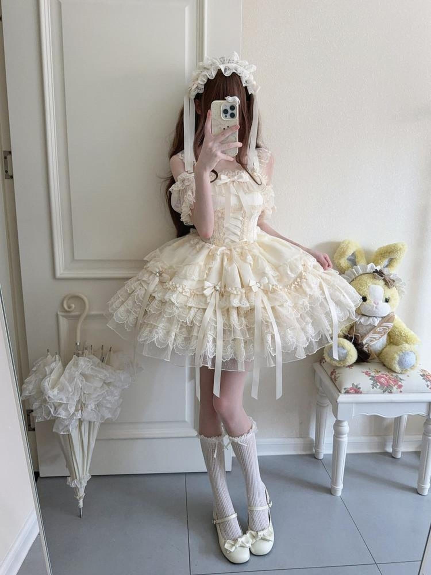 Sugar Girl Satin Ribbon Heart Ballet Spaghetti Strap Women's Jsk / Jumper Skirts