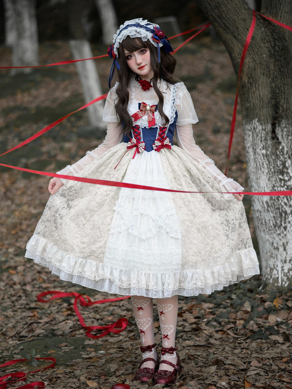 Sugar Girl Snow White Lolita High Waist A Line Strap Women's Polyester Jsk / Jumper Skirts