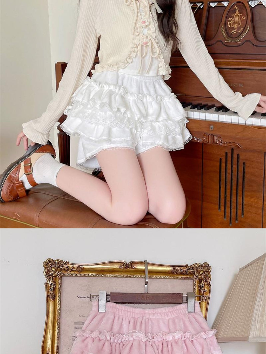 Sugar Girl Soft Plush Tiered Cake High Waist Women's Polyester Short Bloomers