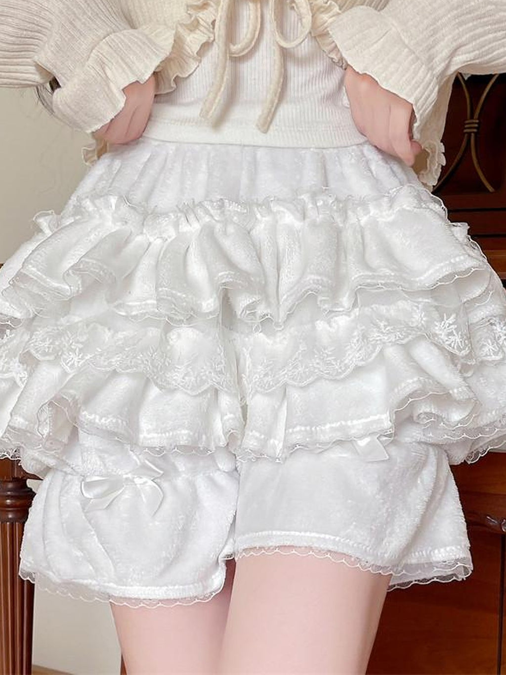 Sugar Girl Soft Plush Tiered Cake High Waist Women's Polyester Short Bloomers