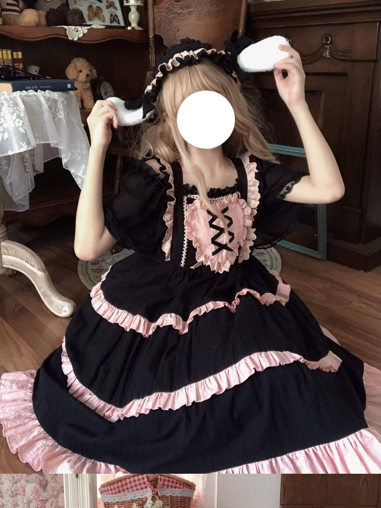 Sugar Girl Soft Solid Strappy High Waist A Line Lolita Women's Chiffon Jsk / Jumper Skirts