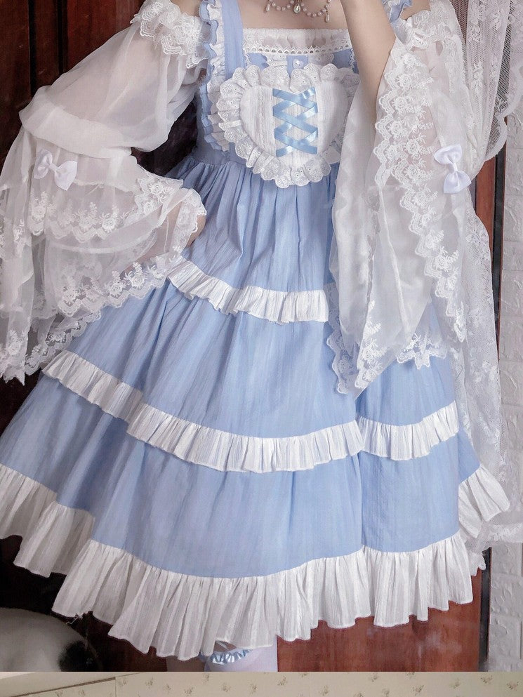 Sugar Girl Soft Solid Strappy High Waist A Line Lolita Women's Chiffon Jsk / Jumper Skirts
