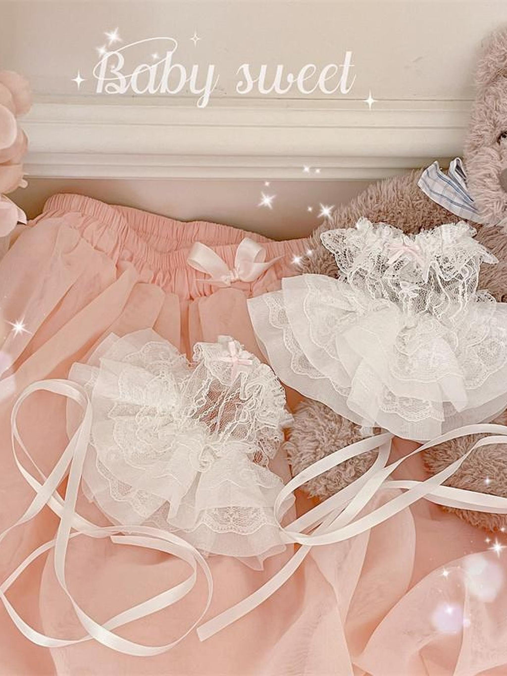 Sugar Girl Sweet Ballerina Lace Tie Women's Breathable Thin White Wrist Cuffs