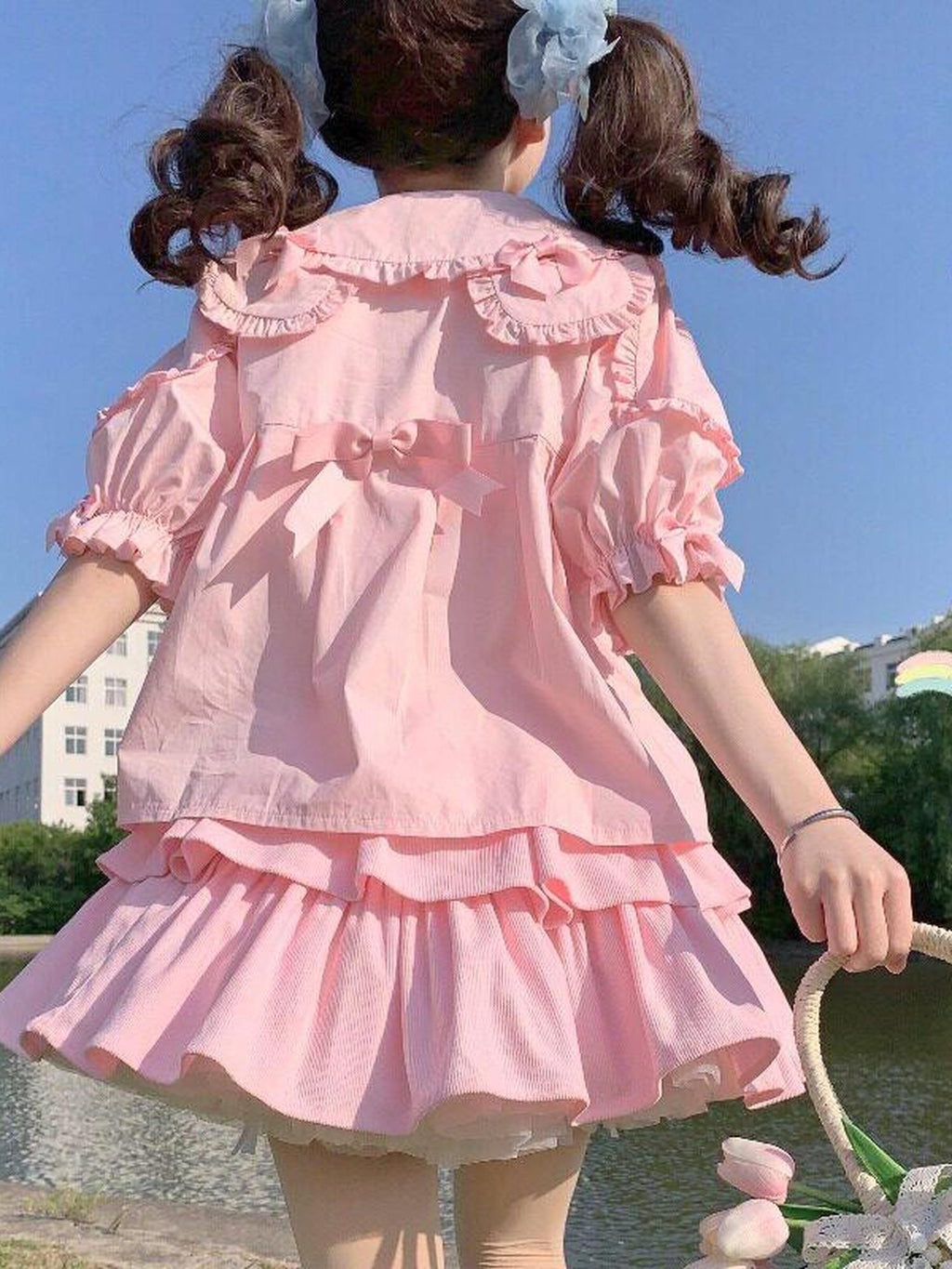 Sugar Girl Sweet Lolita Bear Ear Doll Collar Women's Cotton Short Sleeve Blouses