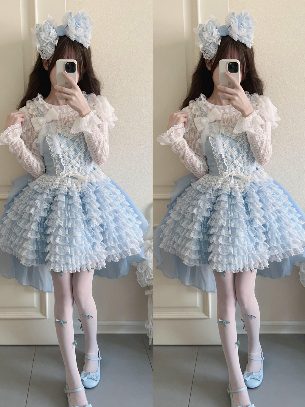 Sugar Girl Tiered Lace Spliced High Waist Women's Polyester Jsk / Jumper Skirts