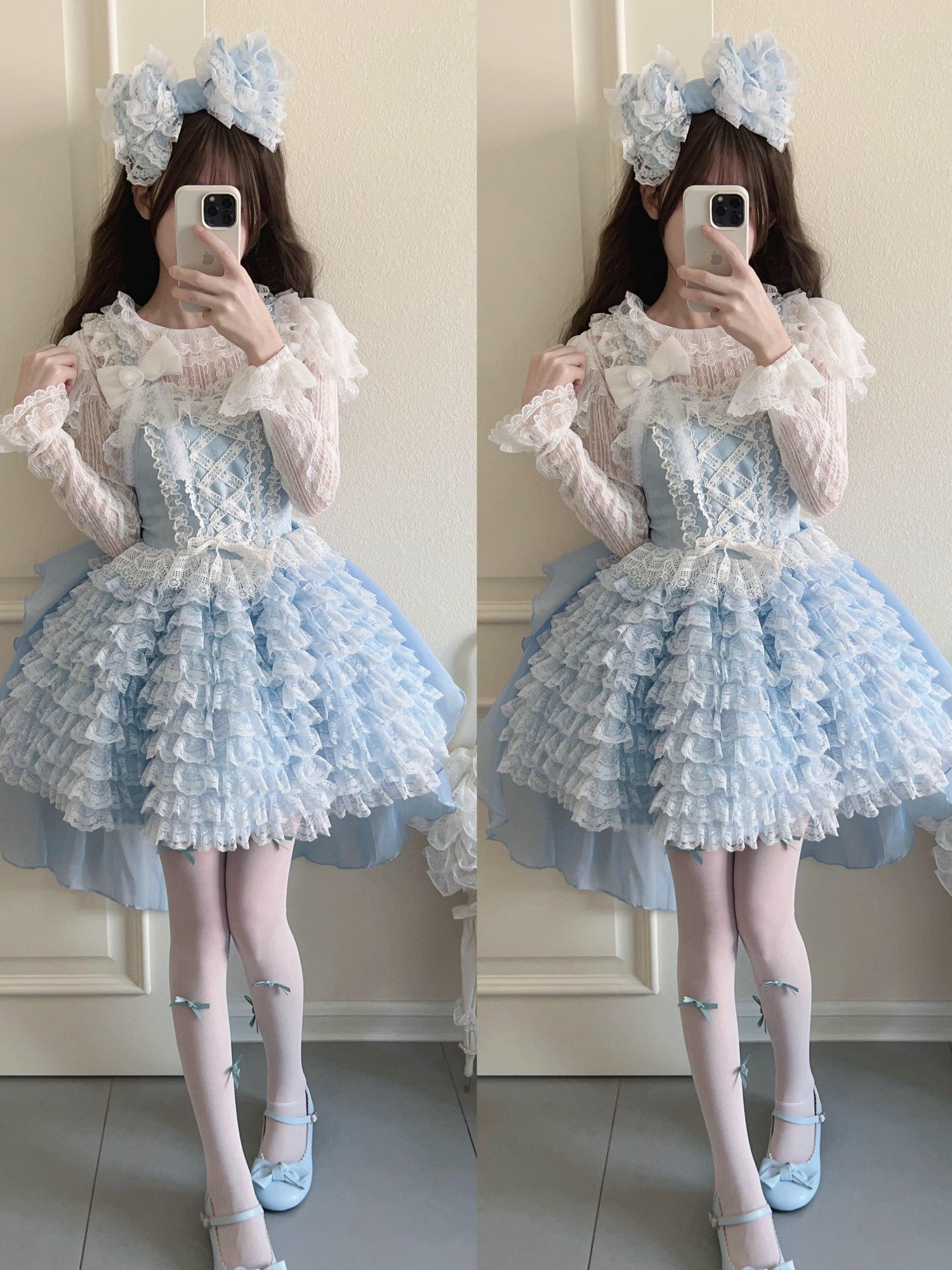 Sugar Girl Tiered Lace Spliced High Waist Women's Polyester Jsk / Jumper Skirts