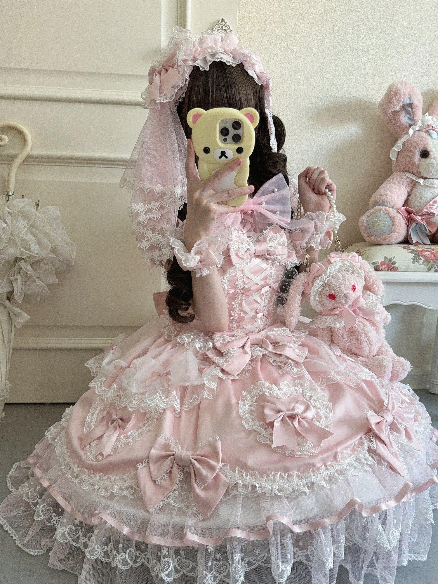 Sugar Girl Velvet Doll Lolita Spaghetti Strap Back Bow Women's Jsk / Jumper Skirts